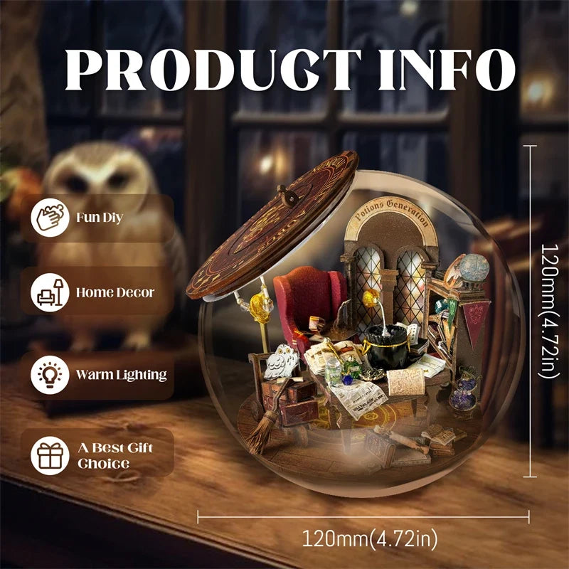 Potions Generation Magic Bunker LED DIY Miniature House Kit — angled close-up