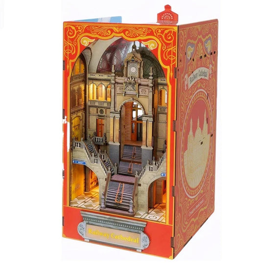 Railway Cathedral DIY Book Nook Kit — detalied side view