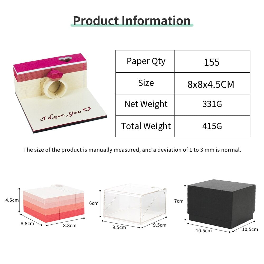 Ring Shape Omoshiroi Block 3D Memo Pad β open display view