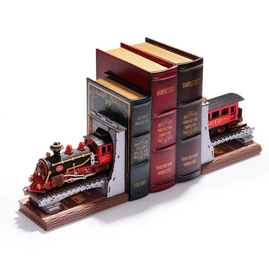 Robotime Rolife Century Train DIY Book Nook Kit — detalied side view