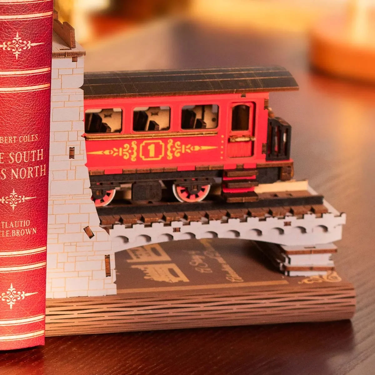 Robotime Rolife Century Train DIY Book Nook Kit — front angle