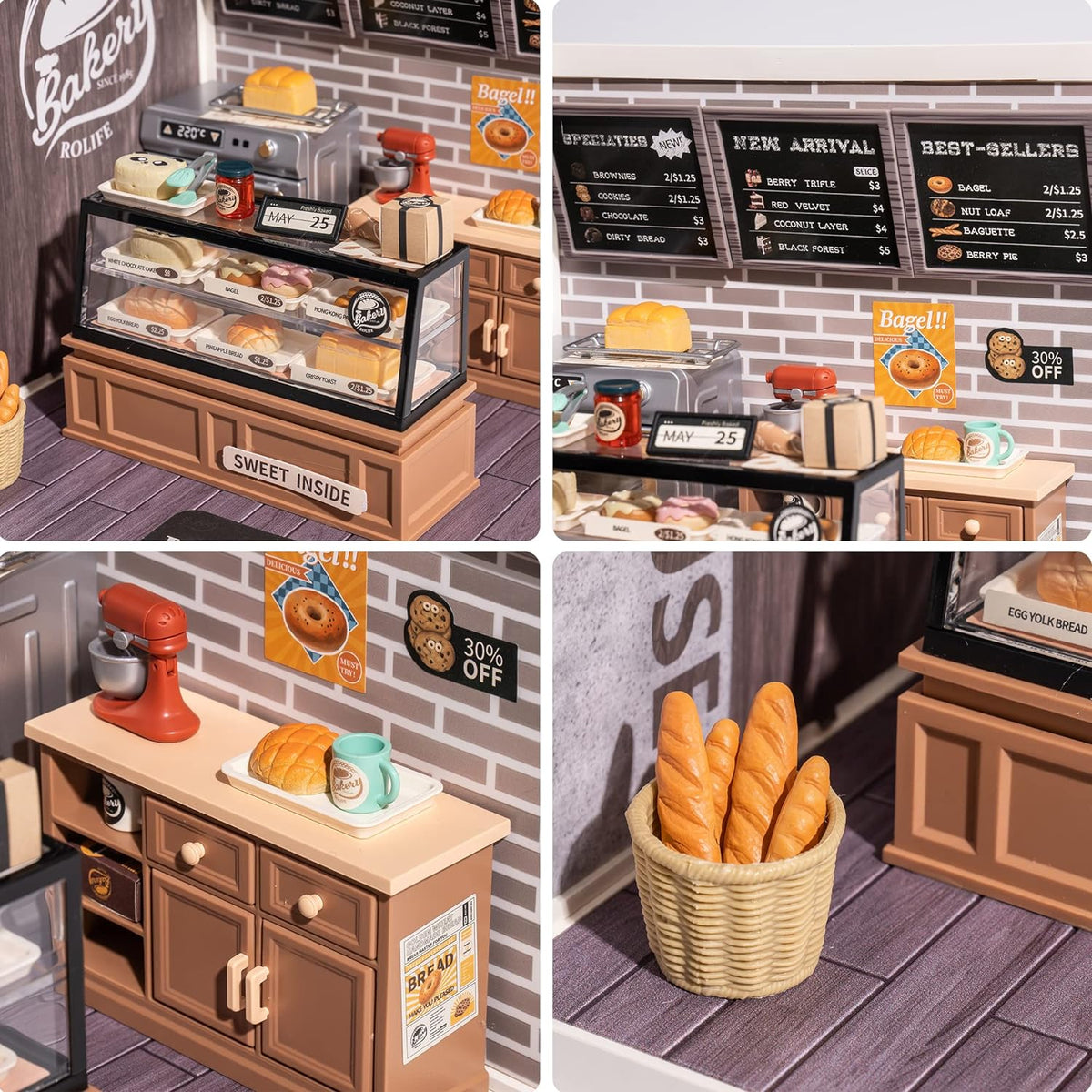 Robotime Rolife Golden Wheat Bakery DIY Dollhouse Kit — front angle