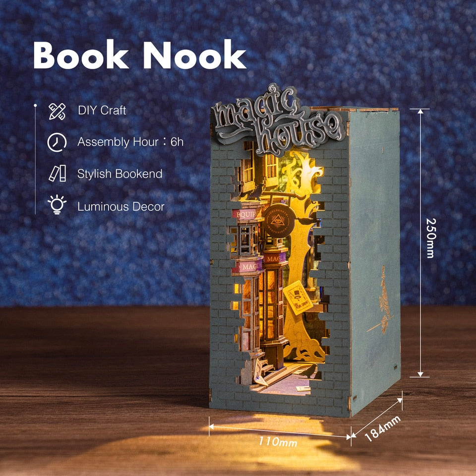 Robotime Rolife Magic House DIY Book Nook Kit — scene view