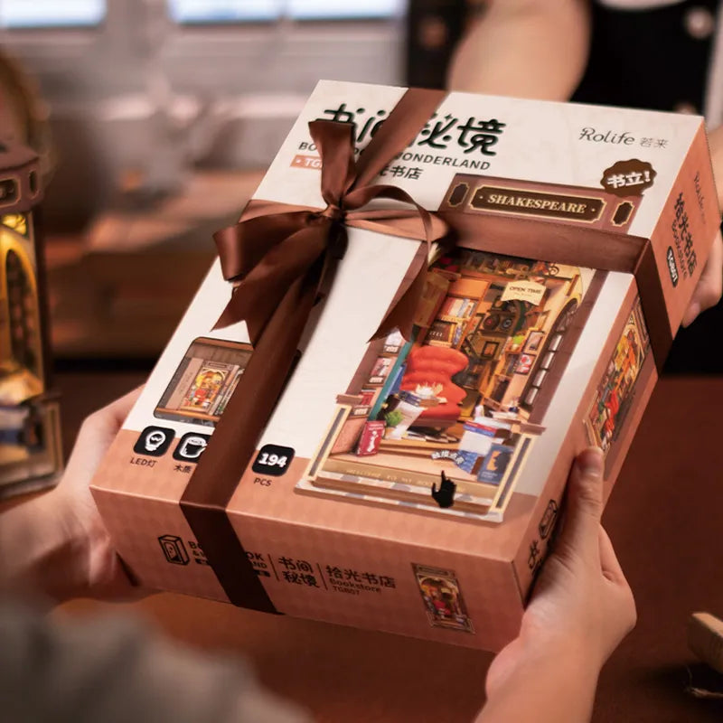 Robotime Rolife Shakespeare And Company DIY Book Nook — open display view