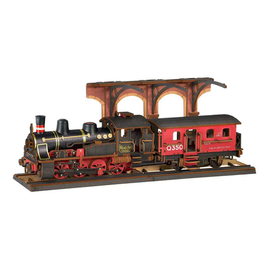 Robotime Rolife Steam Journey Wooden Puzzle — detalied side view