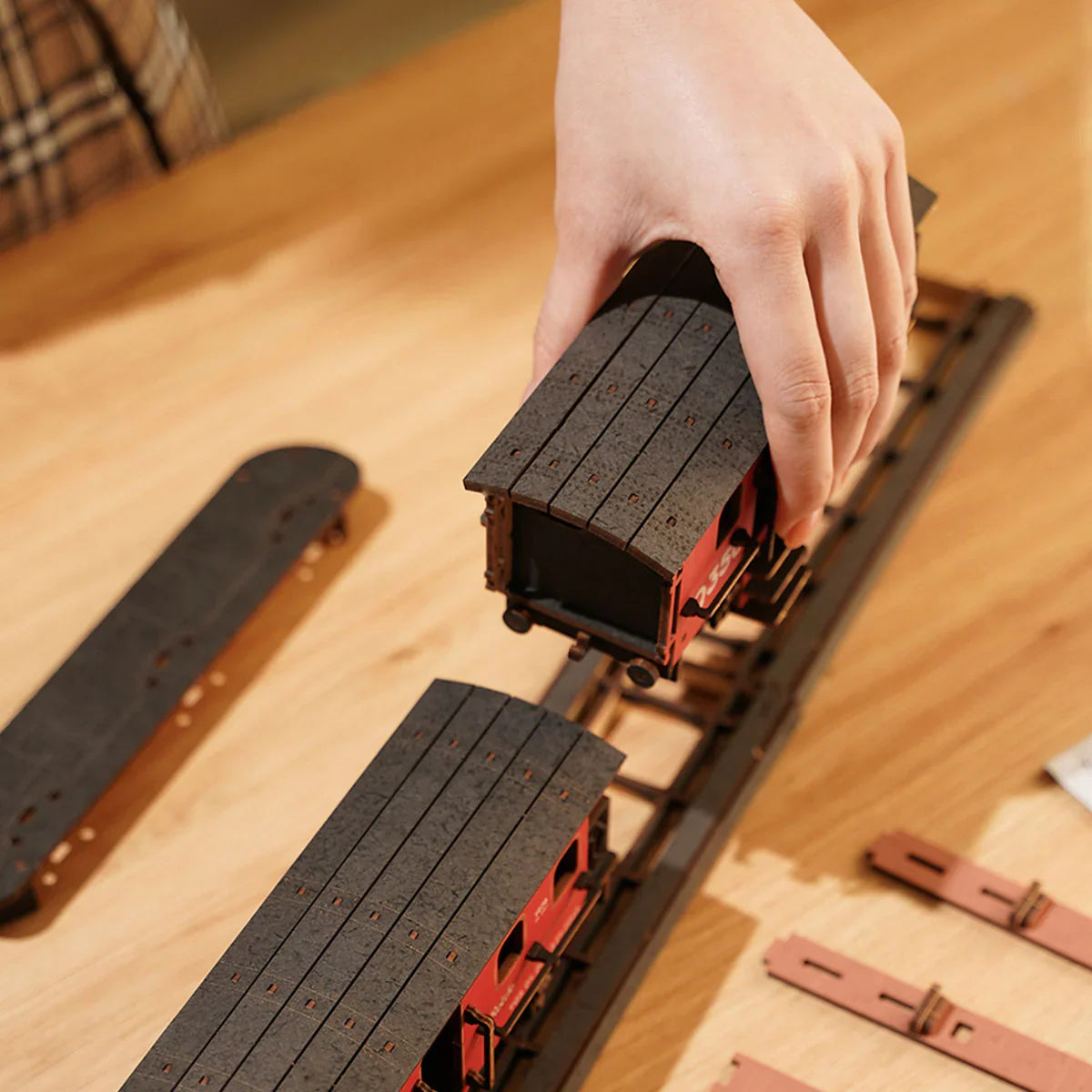 Robotime Rolife Steam Journey Wooden Puzzle — front angle