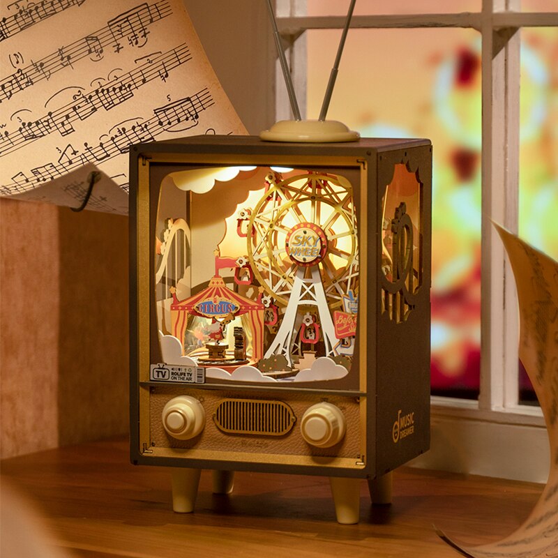 Robotime Rolife Sunset Carnival Music Box Kit — detalied side view
