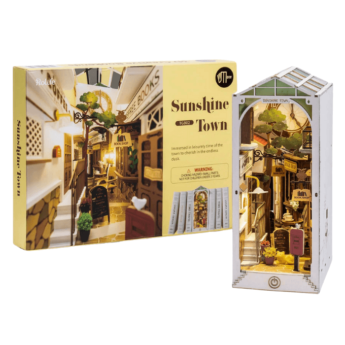 Robotime Rolife Sunshine Town Book Nook Kit — detalied side view