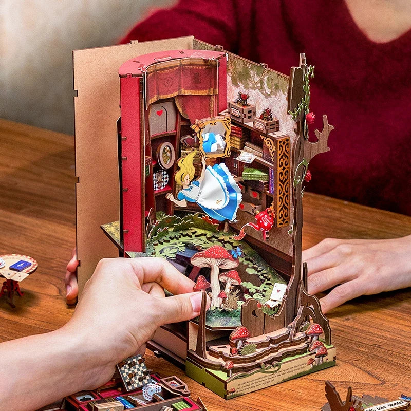 Rolife Alice In Fall Into Wonder Alice In Wonderland Inspired Book Nook Kit — main view