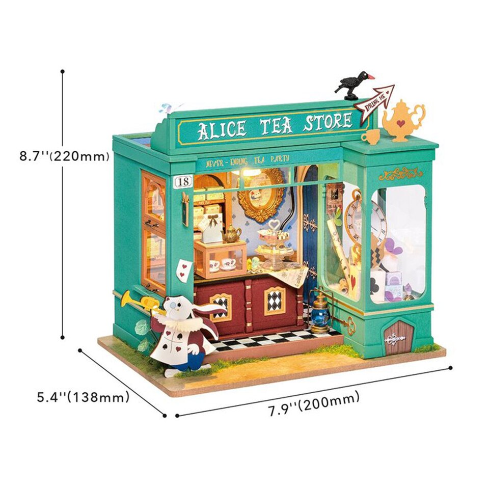 Robotime Rolife Dg156 Alice Tea Store DIY Miniature — scene view