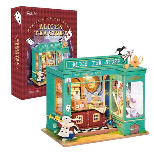 Robotime Rolife Dg156 Alice Tea Store DIY Miniature — detalied side view