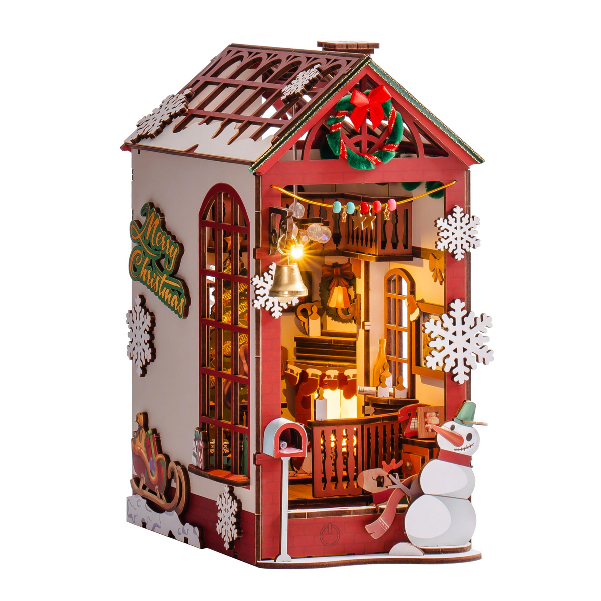 Rolife Christmas Indoor Scene DIY Book Nook Kit — open display view