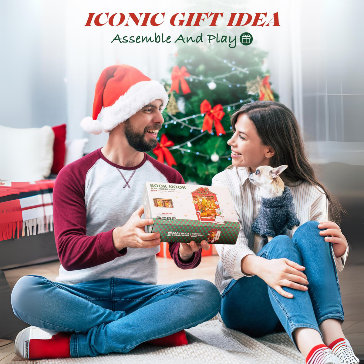 Rolife Christmas Indoor Scene DIY Book Nook Kit — angled close-up