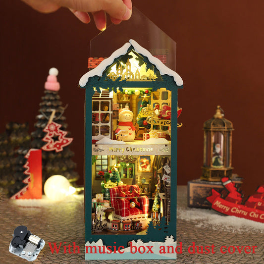 Romantic Christmas DIY Book Nook Kit — detalied side view