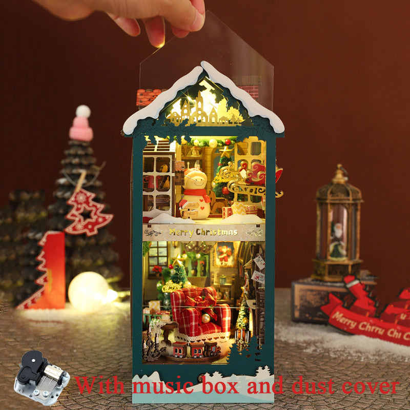 Romantic Christmas DIY Book Nook Kit — detalied side view