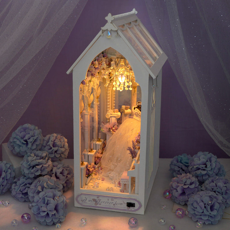 Romantic Wedding Dress DIY Book Nook Kit — front angle