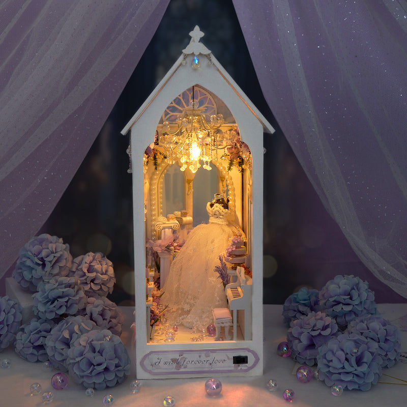 Romantic Wedding Dress DIY Book Nook Kit — scene view