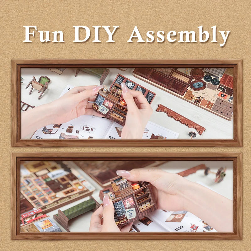 Corner Coffee Shop DIY Book Nook Kit — scene view