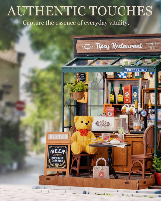 Tipsy Restaurant DIY Miniature House Kit — detalied side view