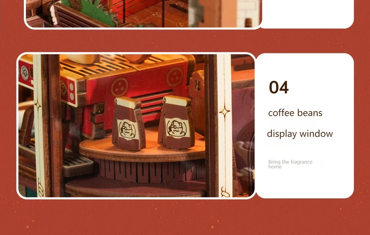 Coffee Factory DIY Miniature House Kit — angled close-up