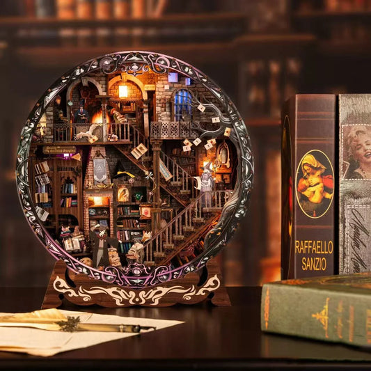 Magic Library DIY Miniature House Kit — detalied side view