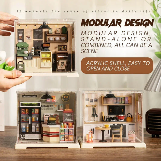 Store Bedroom Kitchen DIY Miniature House Kit — detalied side view