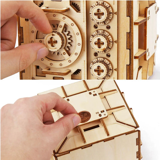 Locker Puzzle Box DIY 3D Wooden Puzzle Kit — detalied side view