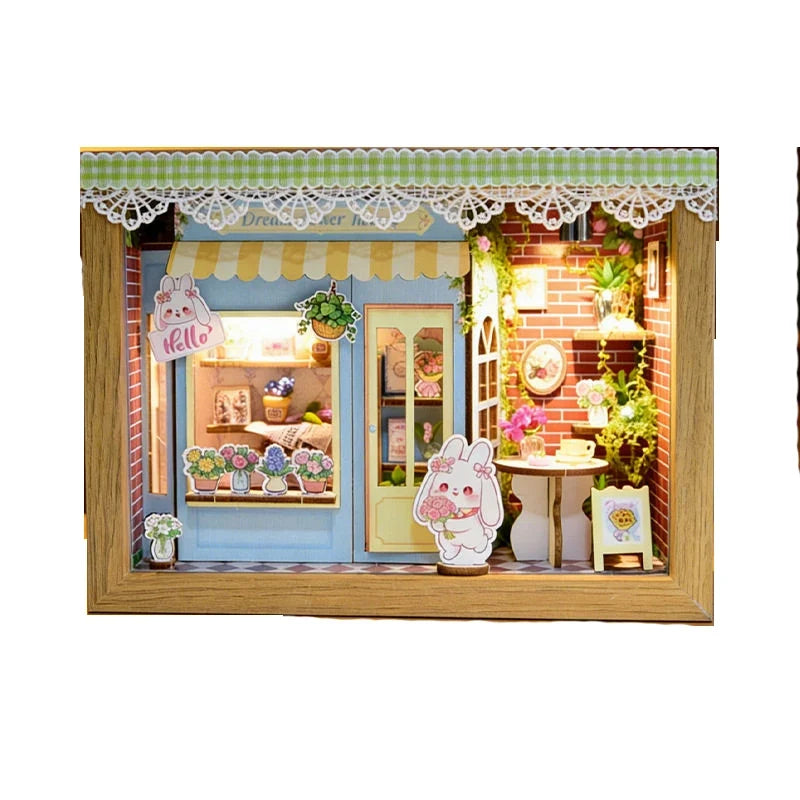 Dessert Store DIY Miniature House Kit — box and pieces