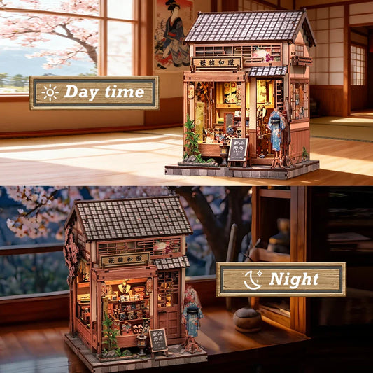 Sakura Kimono Shop DIY Book Nook Kit — detalied side view