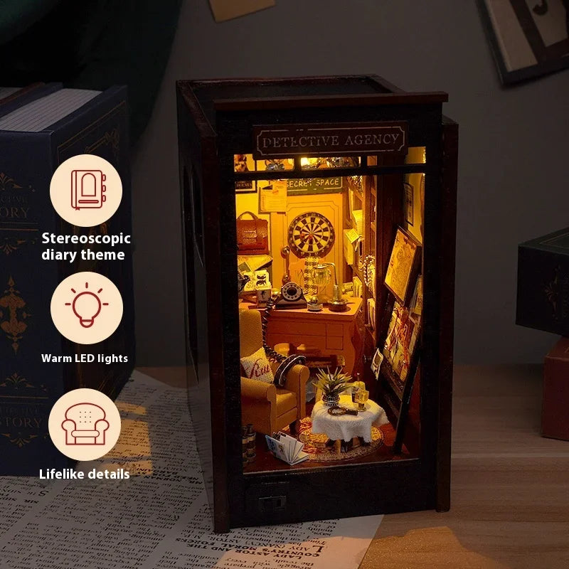 Great Detective Diary DIY Book Nook Kit — open display view