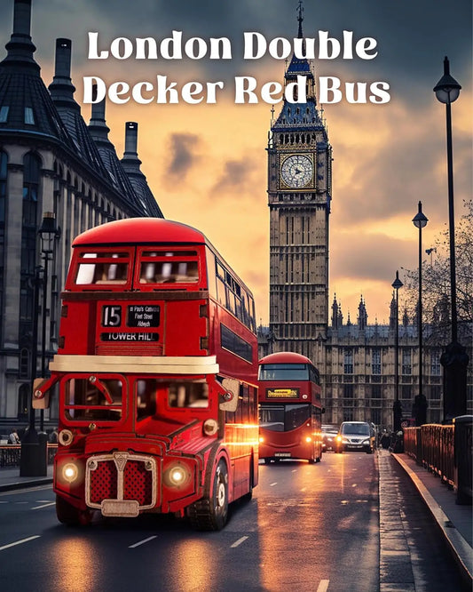 Robotime Rolife London Tour Bus 3D DIY Miniature House Kit — detalied side view
