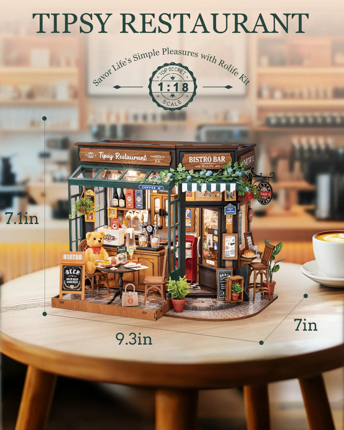 Tipsy Restaurant DIY Miniature House Kit — scene view