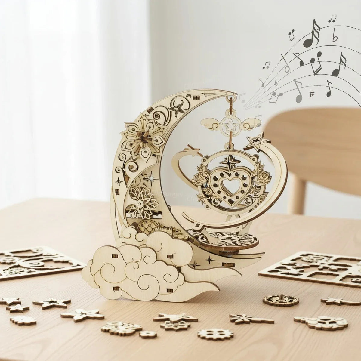 Moon & Star Music Box Wooden Puzzle — main view