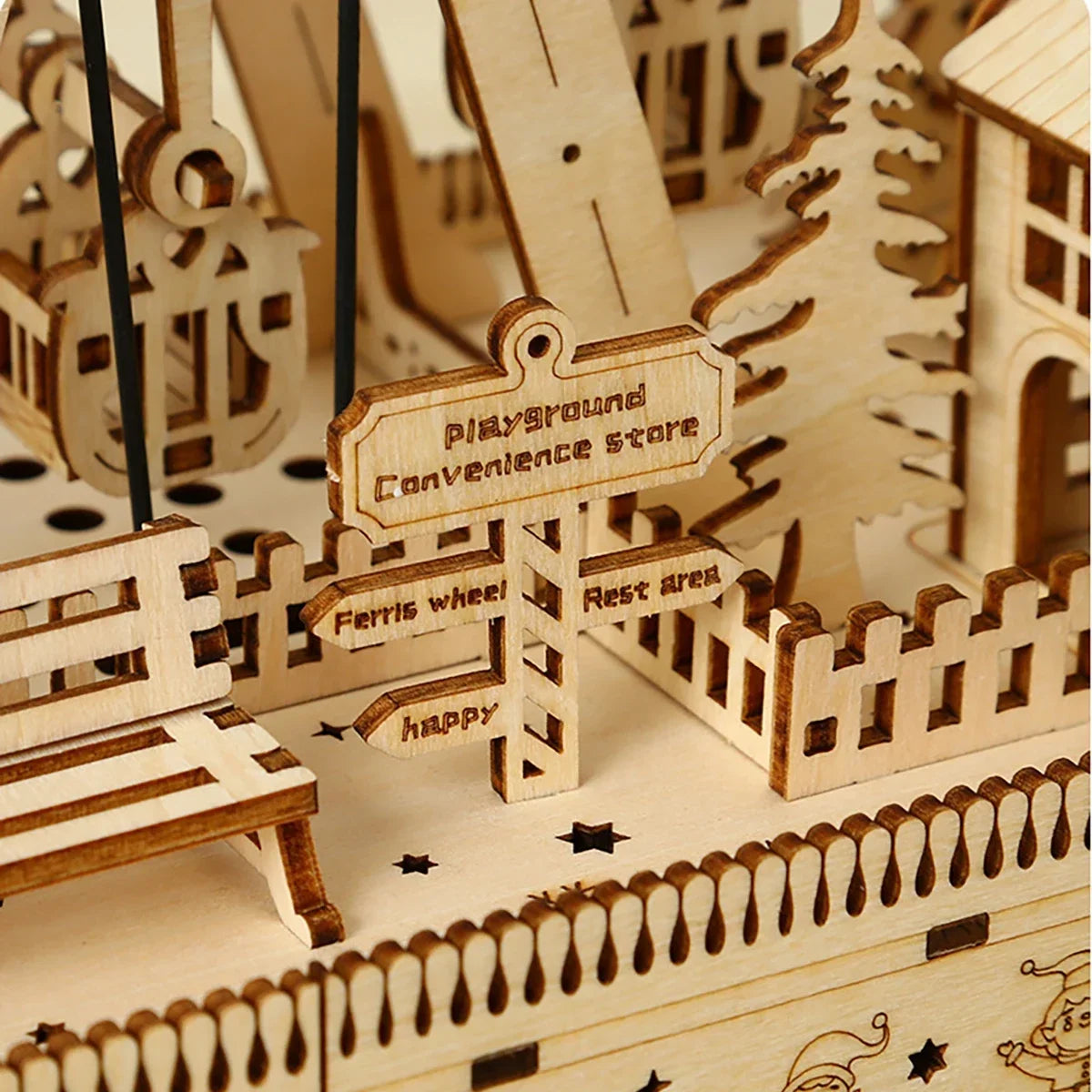 Ferris Wheel 3D Wooden Puzzle — open display view