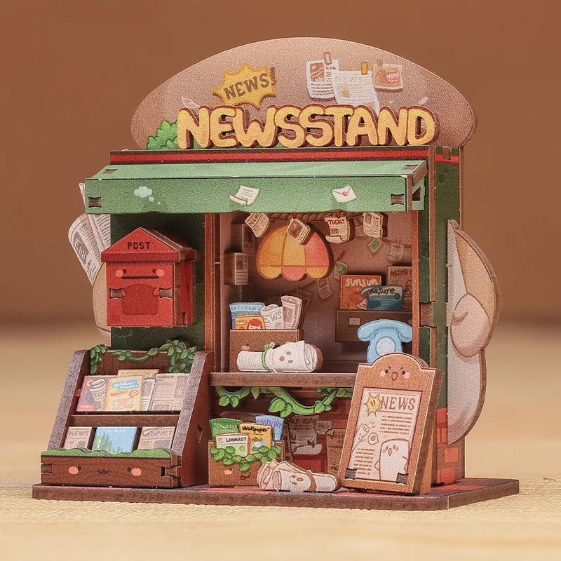Newsstand DIY Miniature House Kit — box and pieces