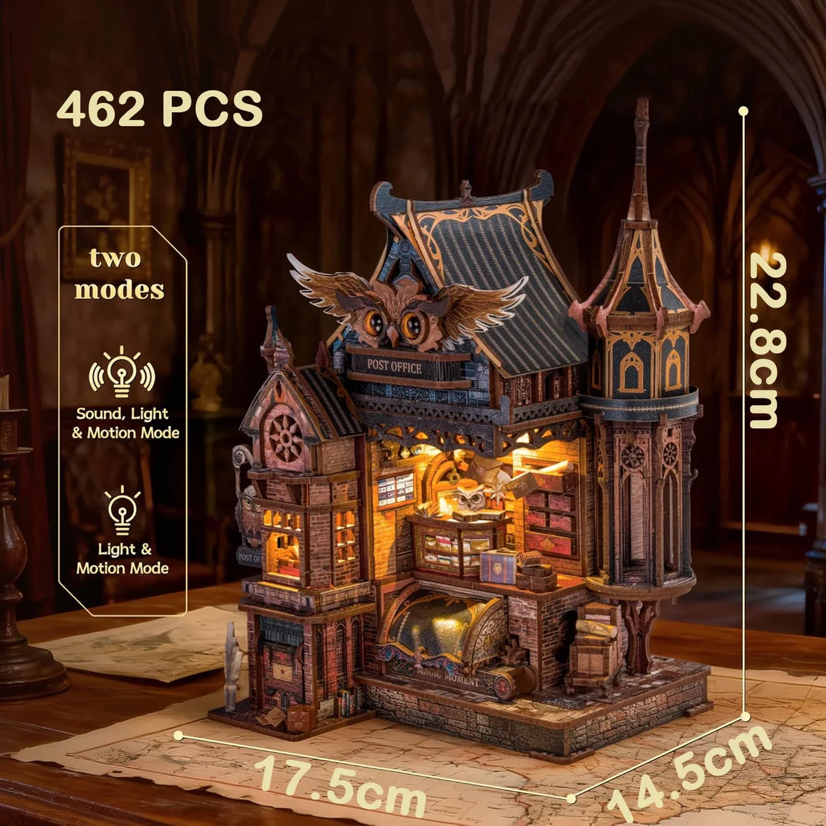 Owl Post Office DIY Miniature House Kit — scene view
