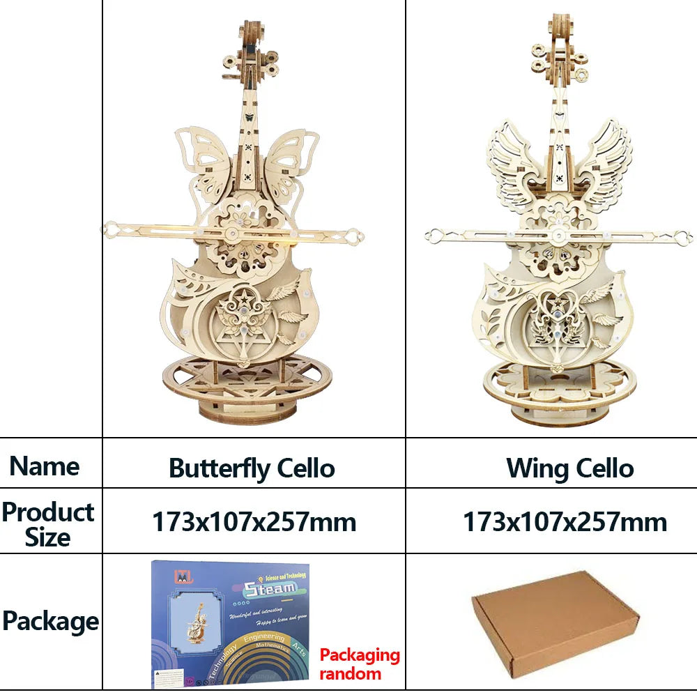 Cello Violin Music Box Kit — front angle