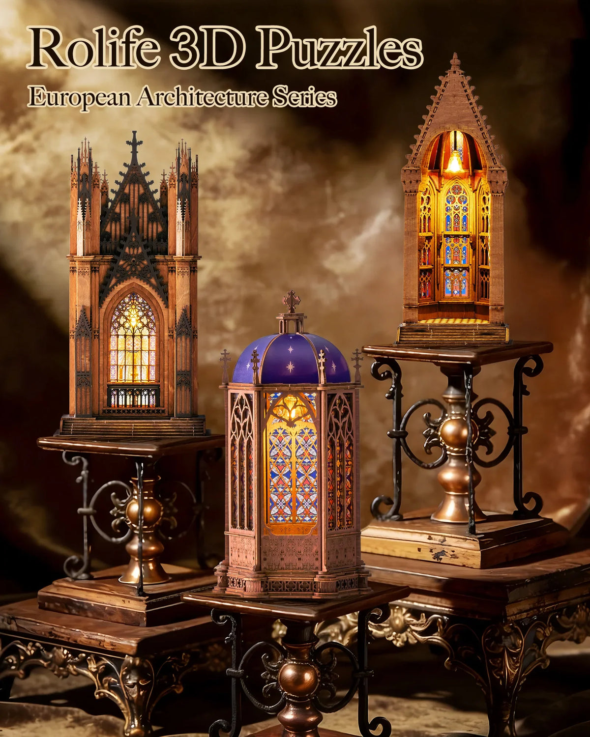 Rolife TG Series Gothic Cathedral 3D Wooden Puzzle Kit — main view