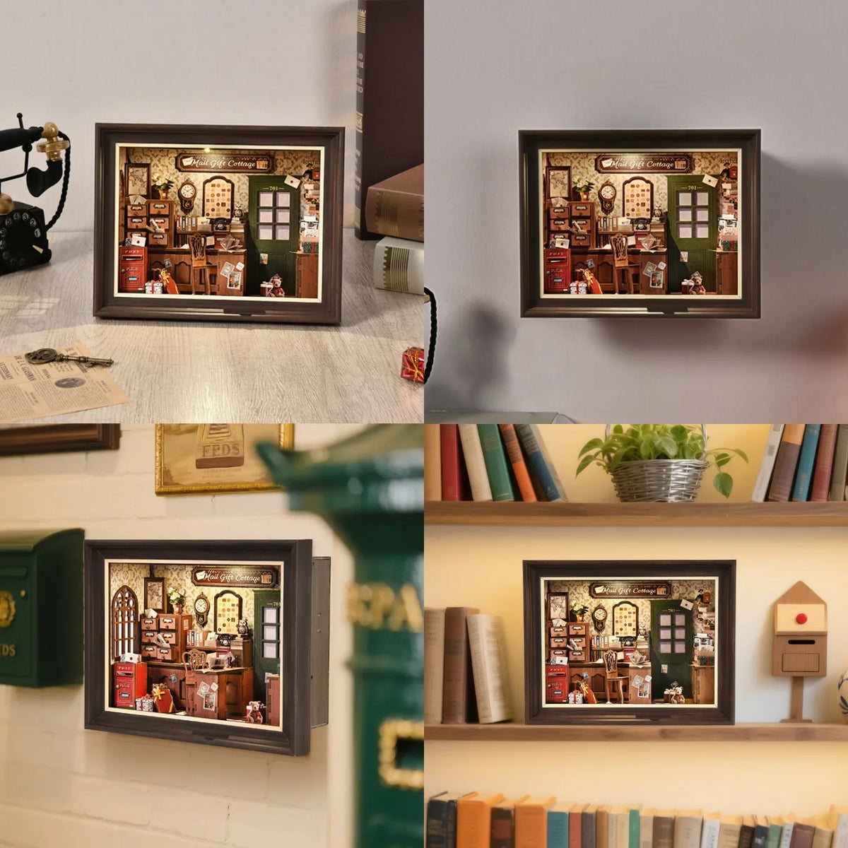 Mail Gift Cottage DIY Book Nook Kit — angled close-up