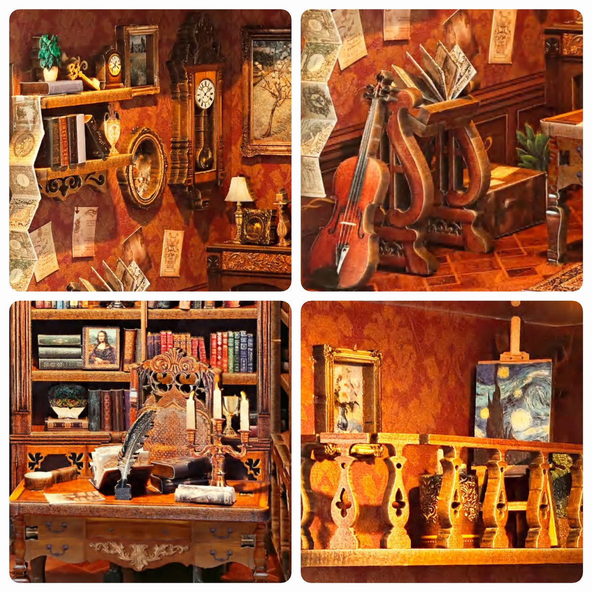 Time Figurines Miniatures Handmade Xmas Crafts DIY Book Nook Kit — front angle