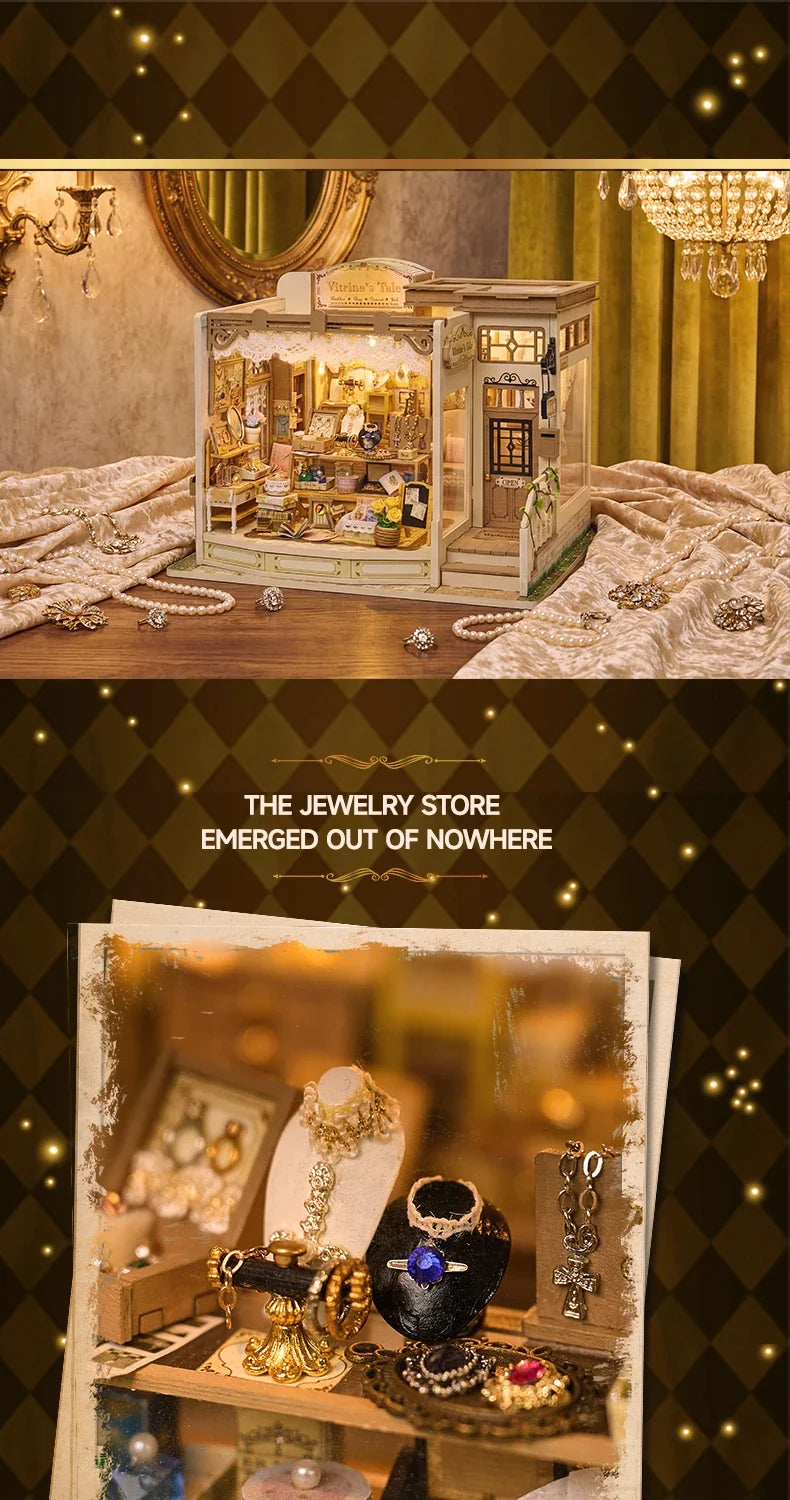 Jewellery Store DIY Miniature Kit — open display view