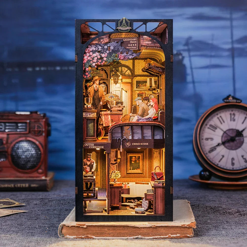 Train Mystery DIY Book Nook Kit — angled close-up