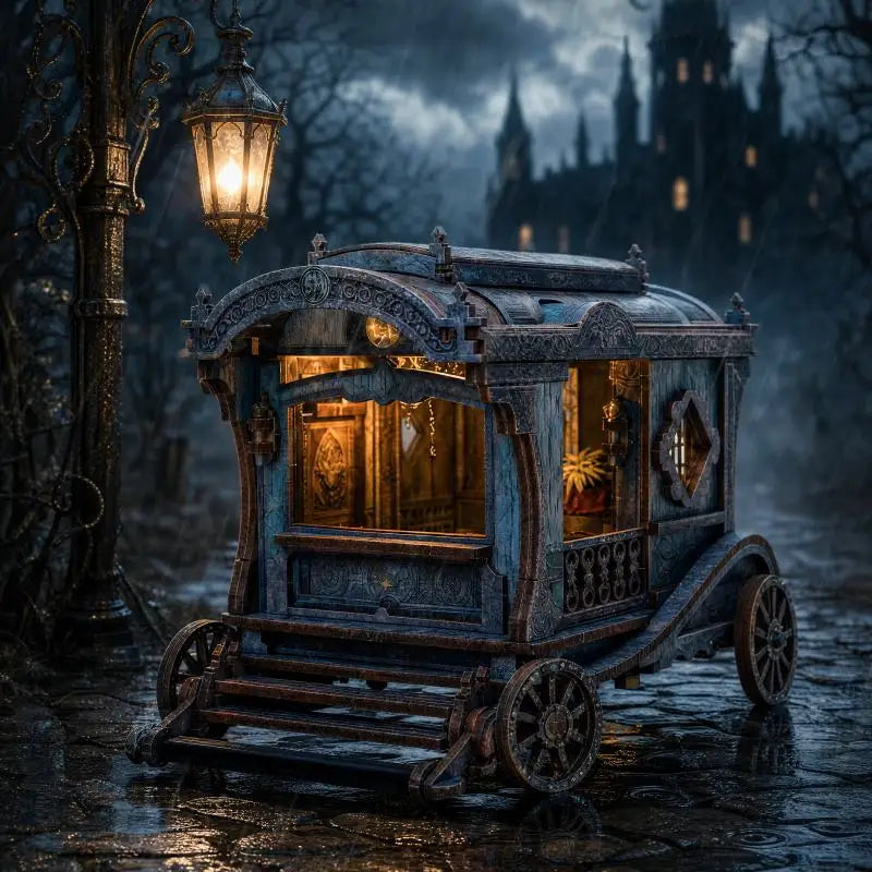 Onyx Dragon Carriage DIY Miniature House Kit — detalied side view