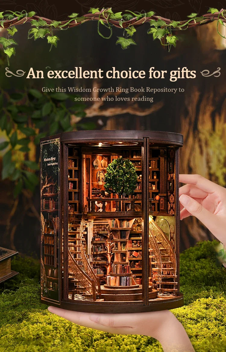 New Figurines Miniatures Wisdom Rings DIY Book Nook Kit — scene view