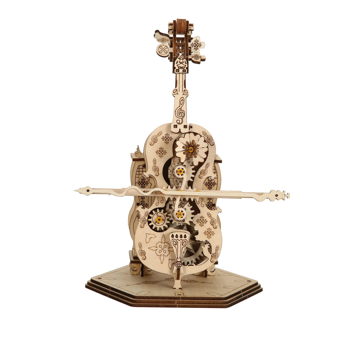 Violoncello DIY 3D Wooden Puzzle Kit — detalied side view