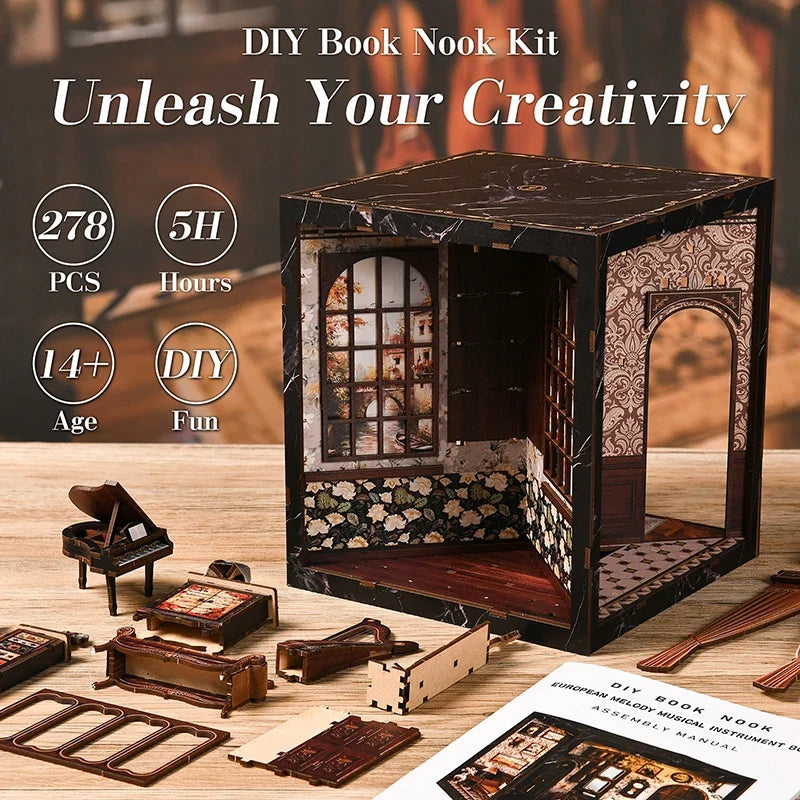 European Melody Box DIY Book Nook Kit — front angle
