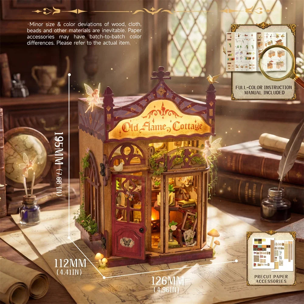 Old Flame Cottage DIY Book Nook Kit — scene view