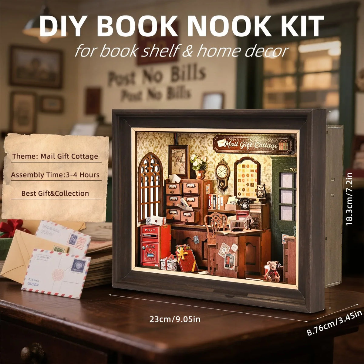 Mail Gift Cottage DIY Book Nook Kit — detalied side view