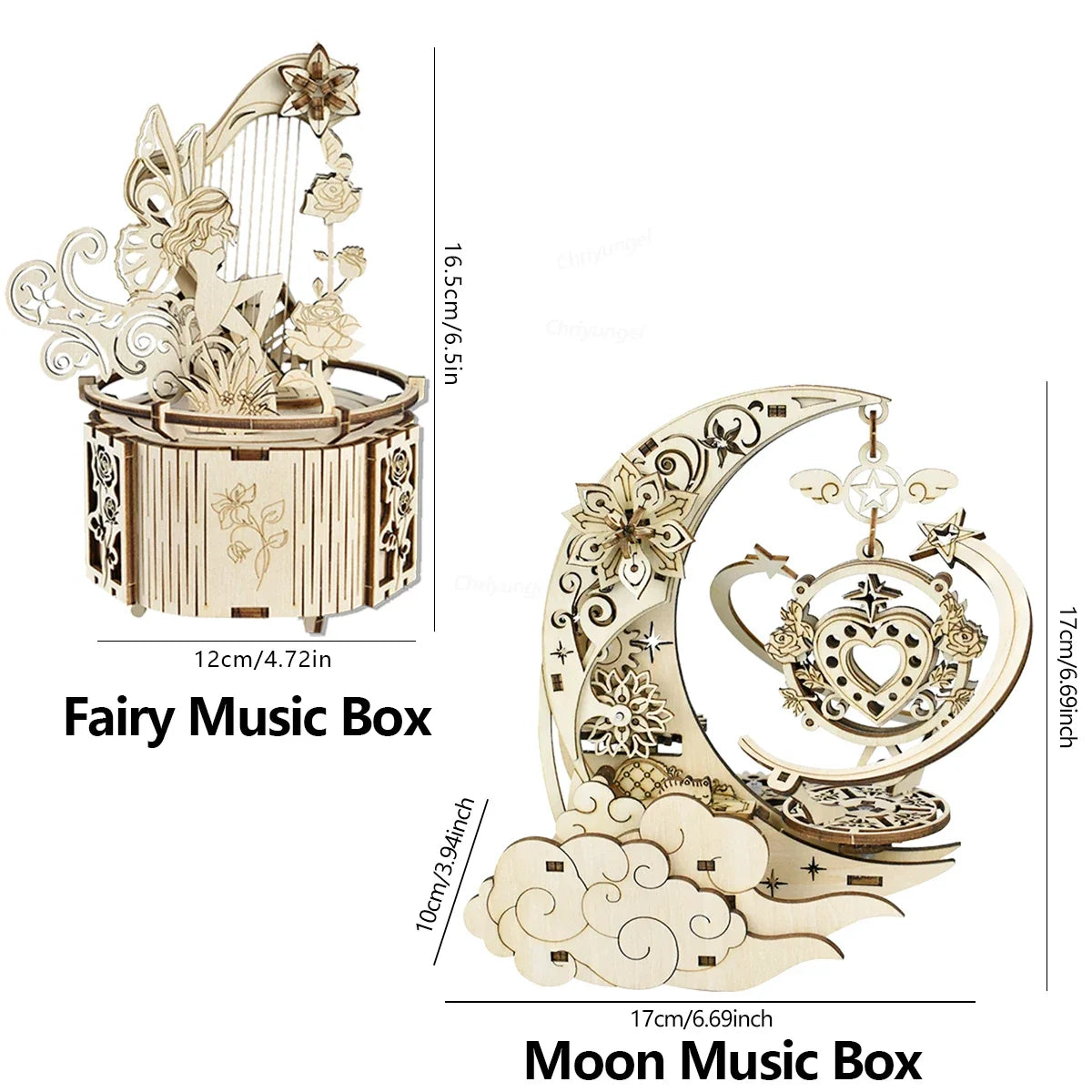 Moon & Star Music Box Wooden Puzzle — scene view