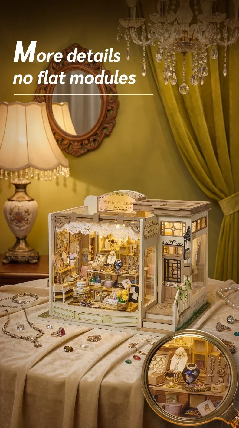 Jewellery Store DIY Miniature Kit — open display view